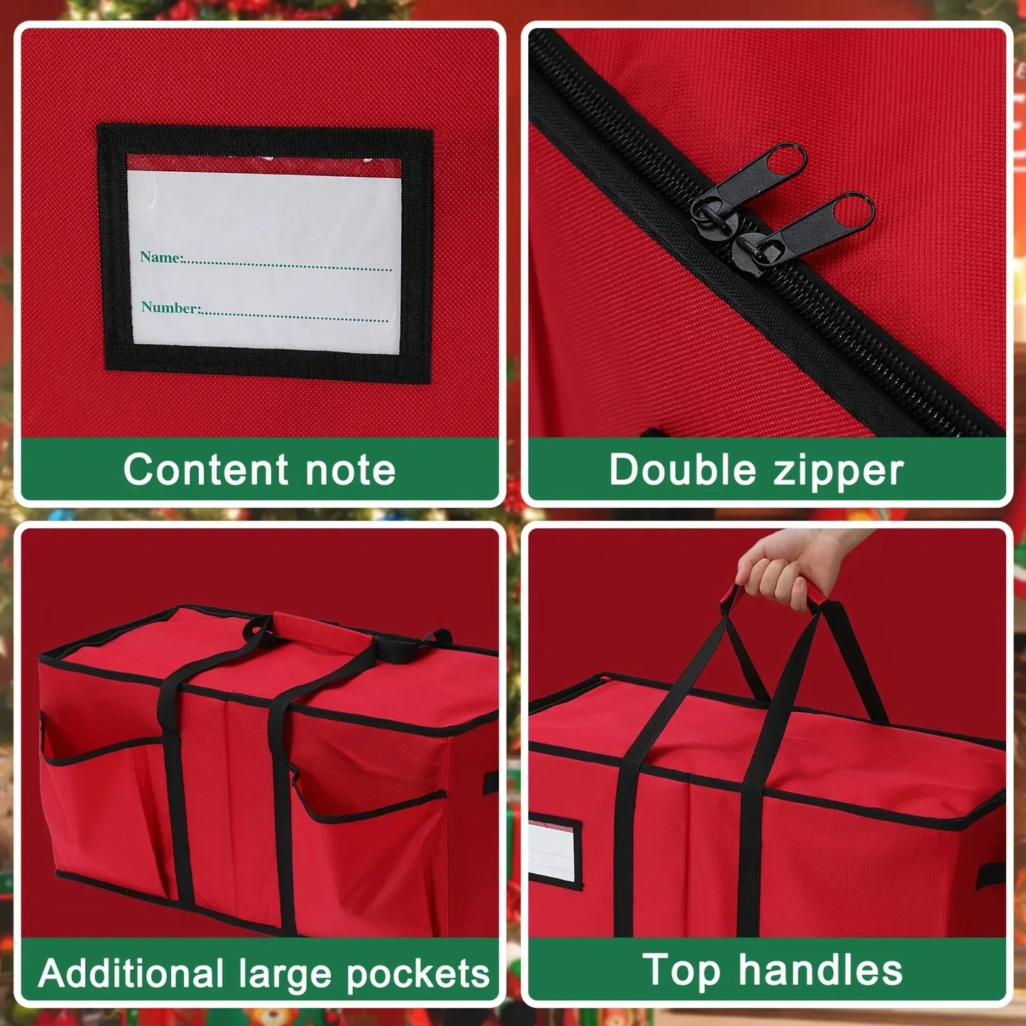 Christmas Tree Storage Bag for Up to 228.6cm Disassembled Trees with Reinforced Handles & Dual Zipper Dust & Moisture Protection