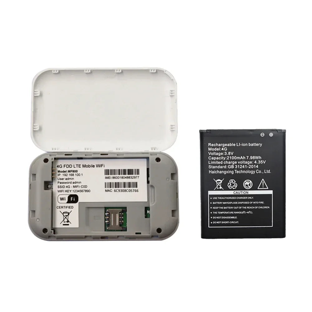 4G Lte Router Wireless Wifi 2100mAh Mobile Hotspot with SIM Card Slot Hotspot Pocket WIFI 150mbps for Outdoor Home Office Travel