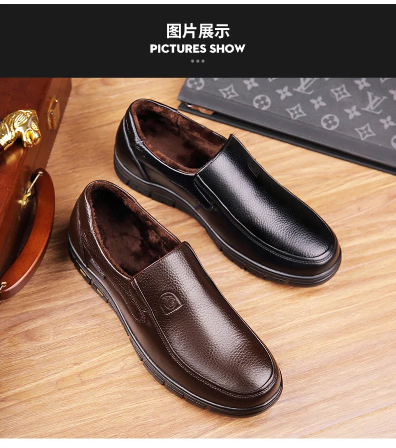 2026 Men's Shoes Genuine Leather Business Dress Leisure Middle-Aged and Elderly Dad's Shoes, Men's Leather Shoes 48 Size Summer