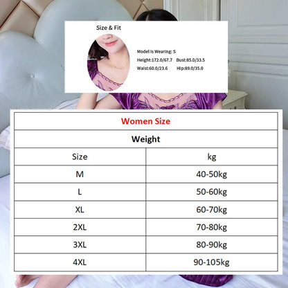 Women's Nightdress Loungewear Ladies Ice Silk Nightgowns Sleeping Dress Medium Length Short Sleeve Home Wear Pyjama Sleepwear