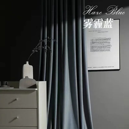 Home Art High-end Curtains for Living Room Luxury Bedroom Blackout Curtain Solid Color Japan Style Fishbone Pattern Room Drapes