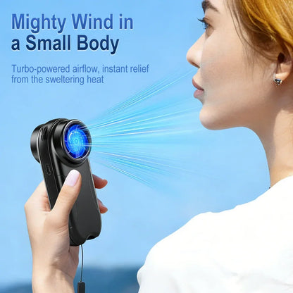 Portable Mini Handheld Fan High-speed Outdoor Small Fan USB Rechargeable Large Capacity 4000 mAh LED Display 100 Wind Speeds