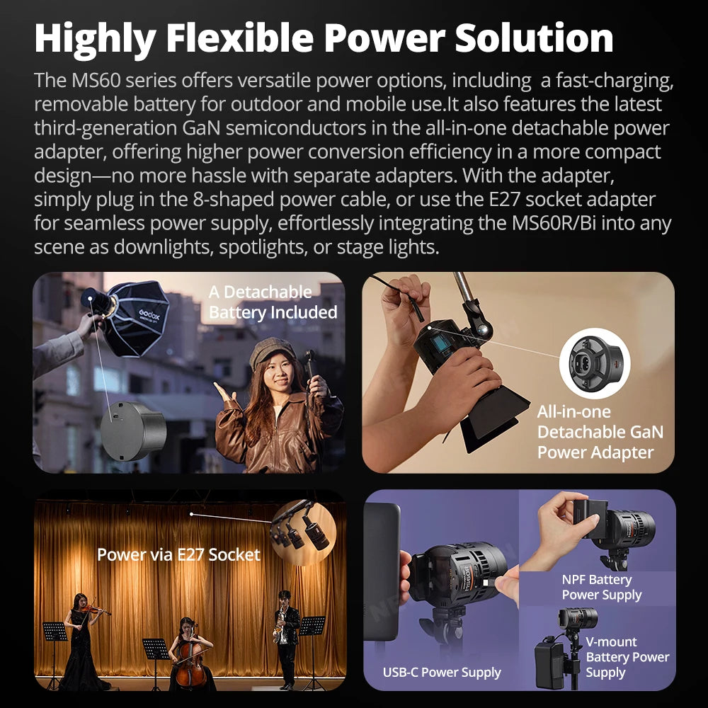 Godox MS60R RGB MS60Bi Bi-Color LED Light For Film, Broadcast & Video Production - KNOWLED Series