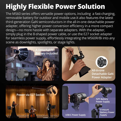 Godox MS60R RGB MS60Bi Bi-Color LED Light For Film, Broadcast & Video Production - KNOWLED Series