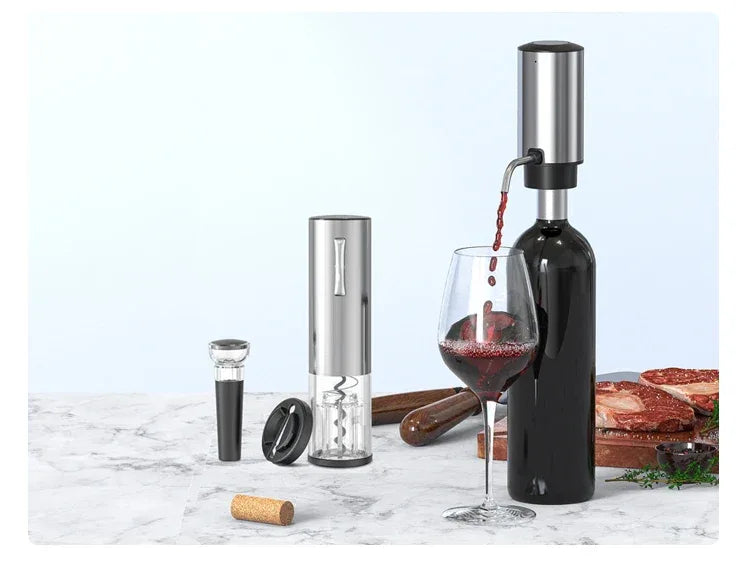 Rechargeable Electric Red Wine Openers Automatic Corkscrew Wine Openers Set Foil Cutter Wine Stopper Wine Pourer Christmas Gifts