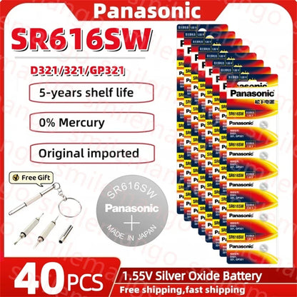 Panasonic 2-50PCS SR616SW 1.55V Watch Battery 321 D321 GP321 Longines Rossini Armani quartz Silver oxide Button Cell