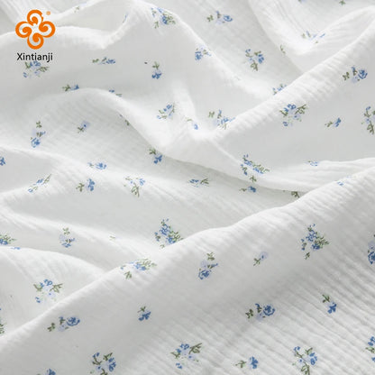 Soft Heart Print Cotton Sewing Fabric Crepe Double Layer Gauze Cloth Valentine's Day Diy Towel Material YHW300530