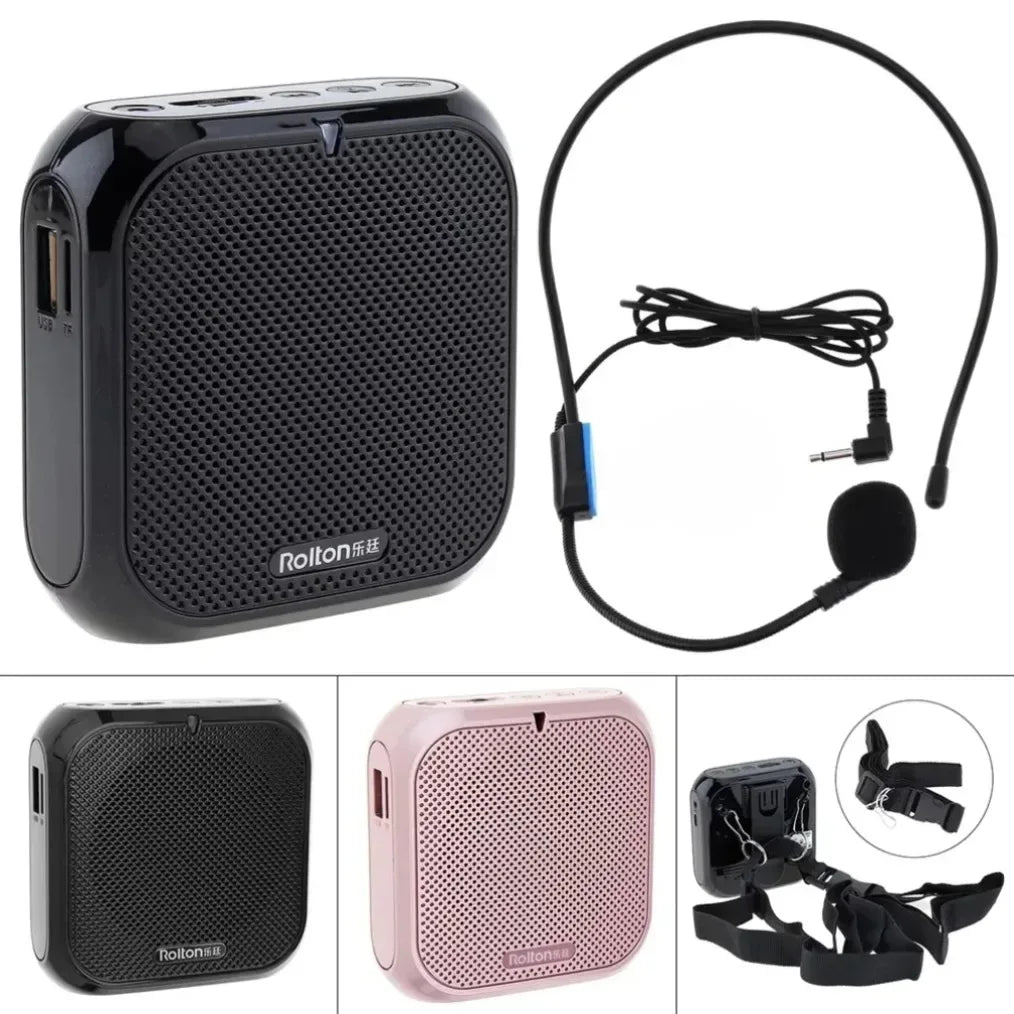 Rolton K400 Portable Voice Amplifier Megaphone Booster 4 Colors Portable Wired Mini Audio Speaker FM Radio MP3 Teacher Training