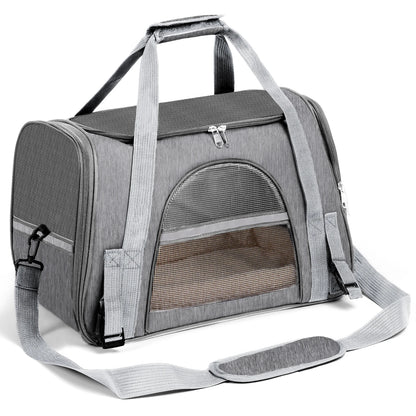 Dog Carrier for Small, Medium Pet Carriers Up to 15Lbs Cat Carrier Soft-Sided Puppy Cat Bag Portable Foldable Airline Approved