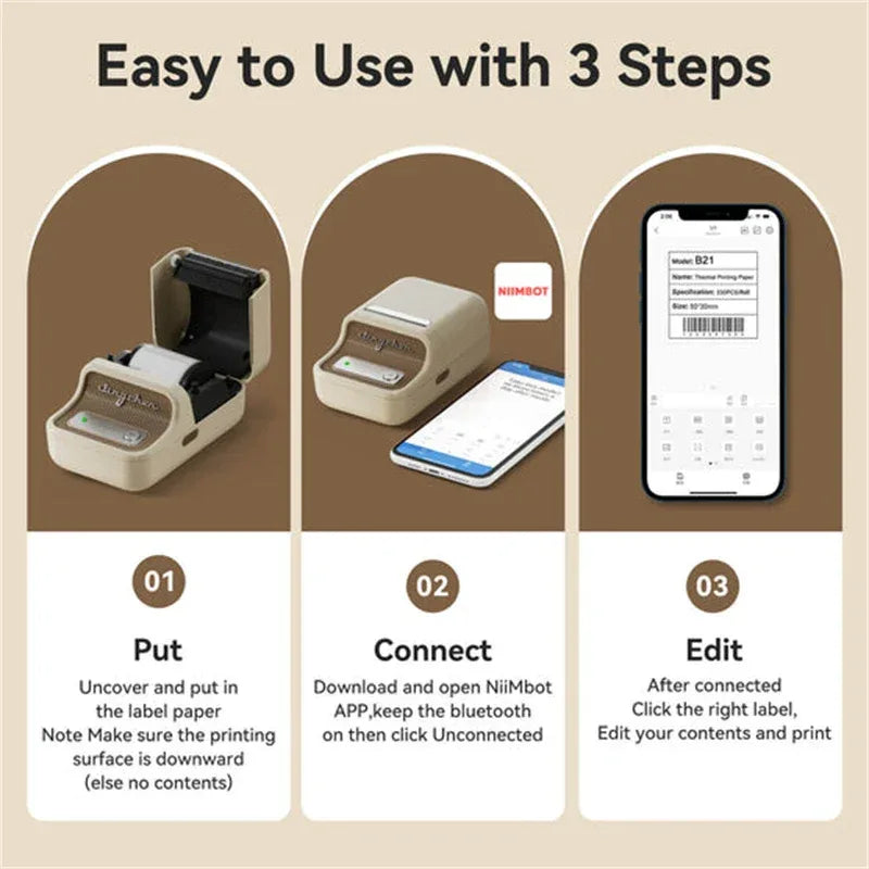 Niimbot B21 B1 Mini Portable Thermal Label Printer Office Supplies Adhesive Sticker Printers Maker Without Ink For Phone