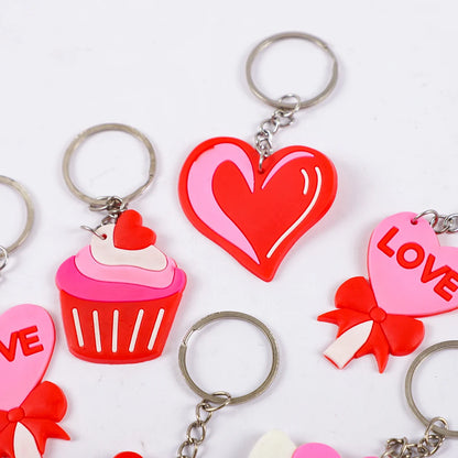 12Pcs Bear Heart Love Silicone Keychains Backpack Pendant for Mother's Day Wedding Party Gift Birthday Party Favors Pinata