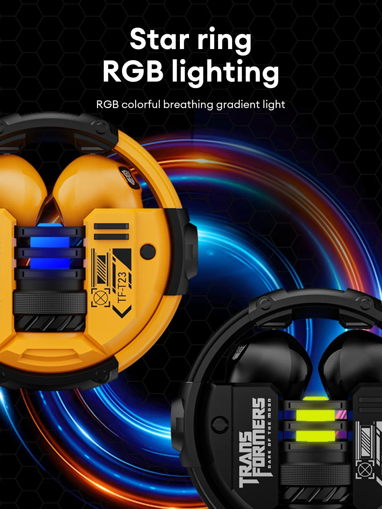 100% Original TRANSFORMERS TF-T23 TWS Bluetooth 5.4 Gaming Earphones Headphones Music Dual Mode Earbuds Choice High Quality