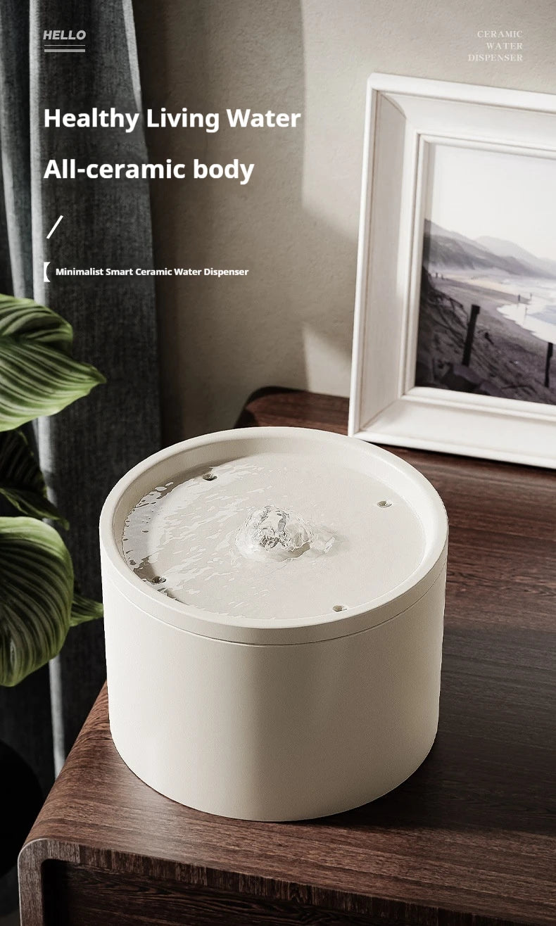 Cat Automatic Water Dispenser Pet Ceramic Water Bowl Dog Bowl Water Dispenser, Circulation Water Flow Water Dispenser