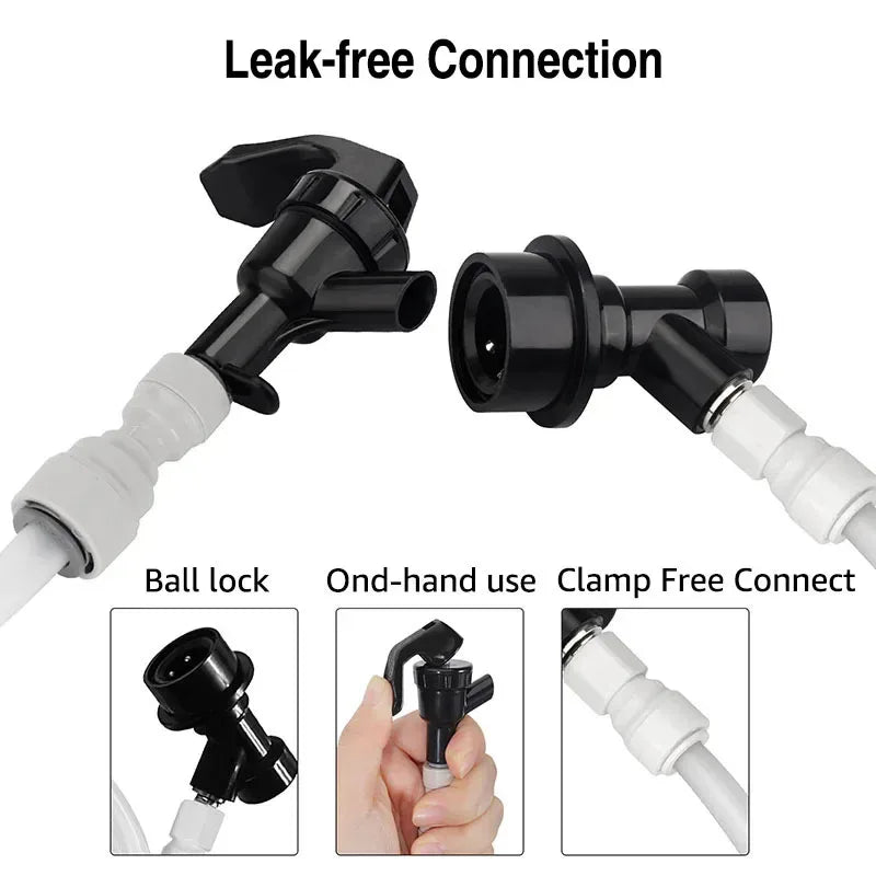 Push-fit Ball Lock Beer Line Assembly, Picnic Beer Tap Faucet with 60cm Hose,Quick Joint Connection Homebrew Beer Soda Dispenser