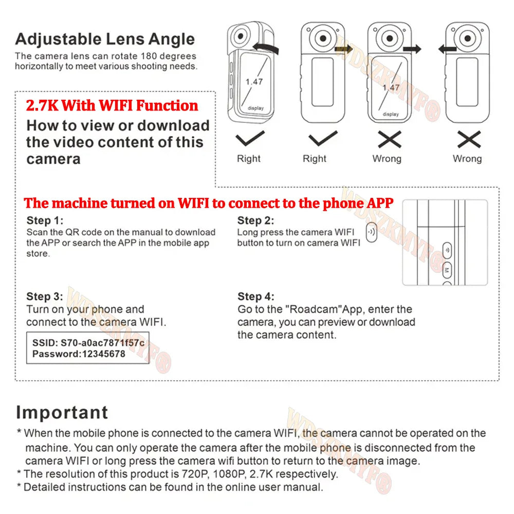 2.7K 180° Rotatable Wifi Outdoor Sports Camera 1.4Inch Screen Thumb Action Cam Motorcycle Road Sport Magnetic Attraction Bracket