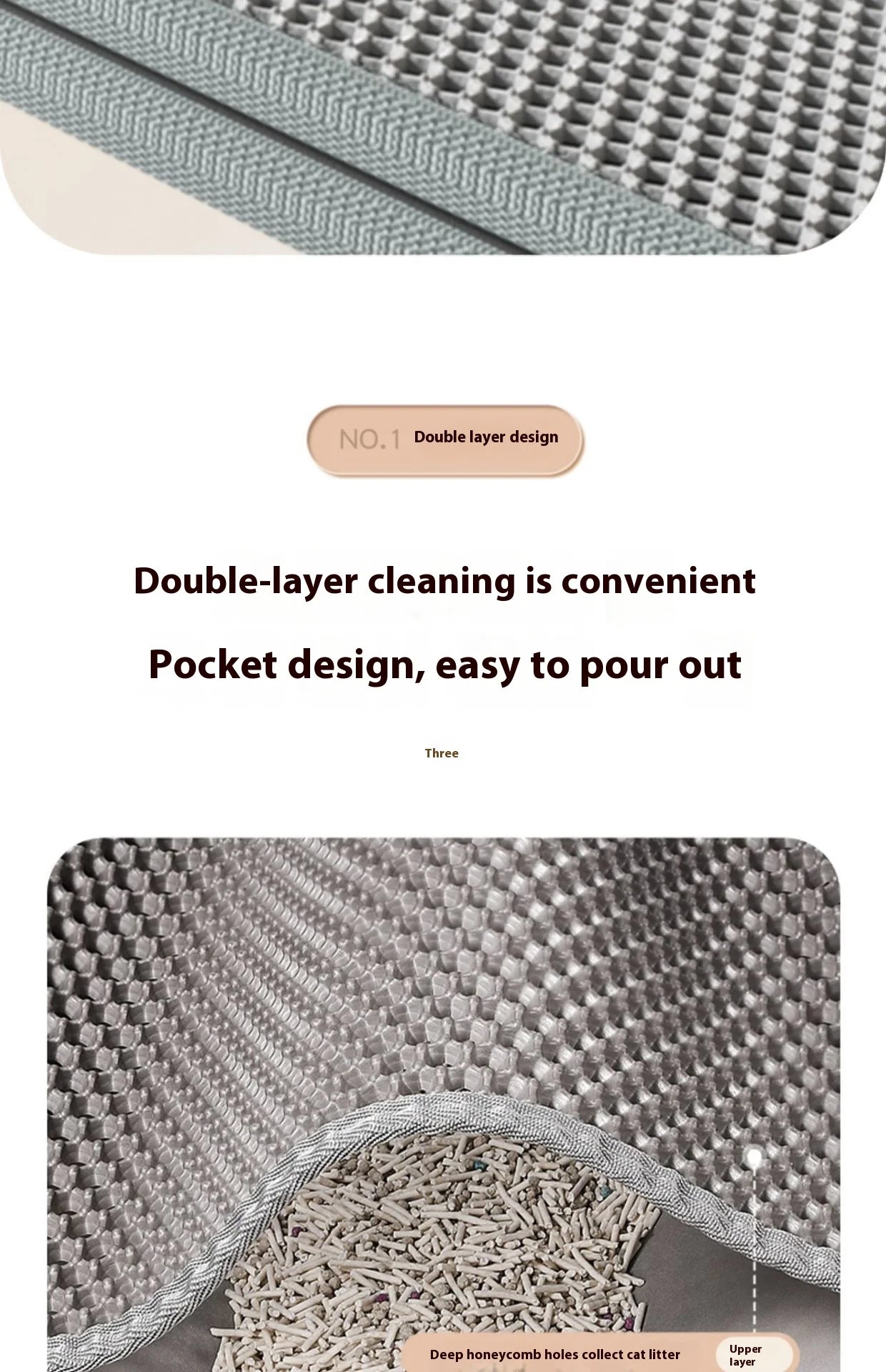 Cat Litter Mat 2-Layer Design Premium Sand Trapping Technology Waterproof Base Non-Slip Pet Floor Protector for Indoor Kittens