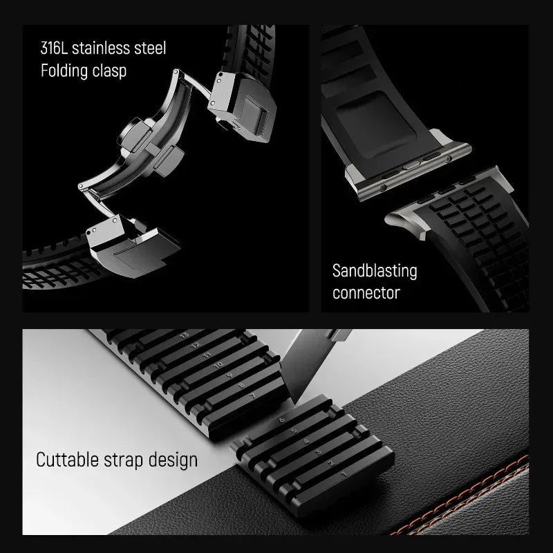 Silicone Band for Apple Watch Ultra 3/2 49mm Strap Men Sport Bracelet for Iwatch 11 10 9 8 7 6 5 Se 46mm 45mm 44mm  Watchband