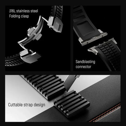 Silicone Band for Apple Watch Ultra 3/2 49mm Strap Men Sport Bracelet for Iwatch 11 10 9 8 7 6 5 Se 46mm 45mm 44mm  Watchband