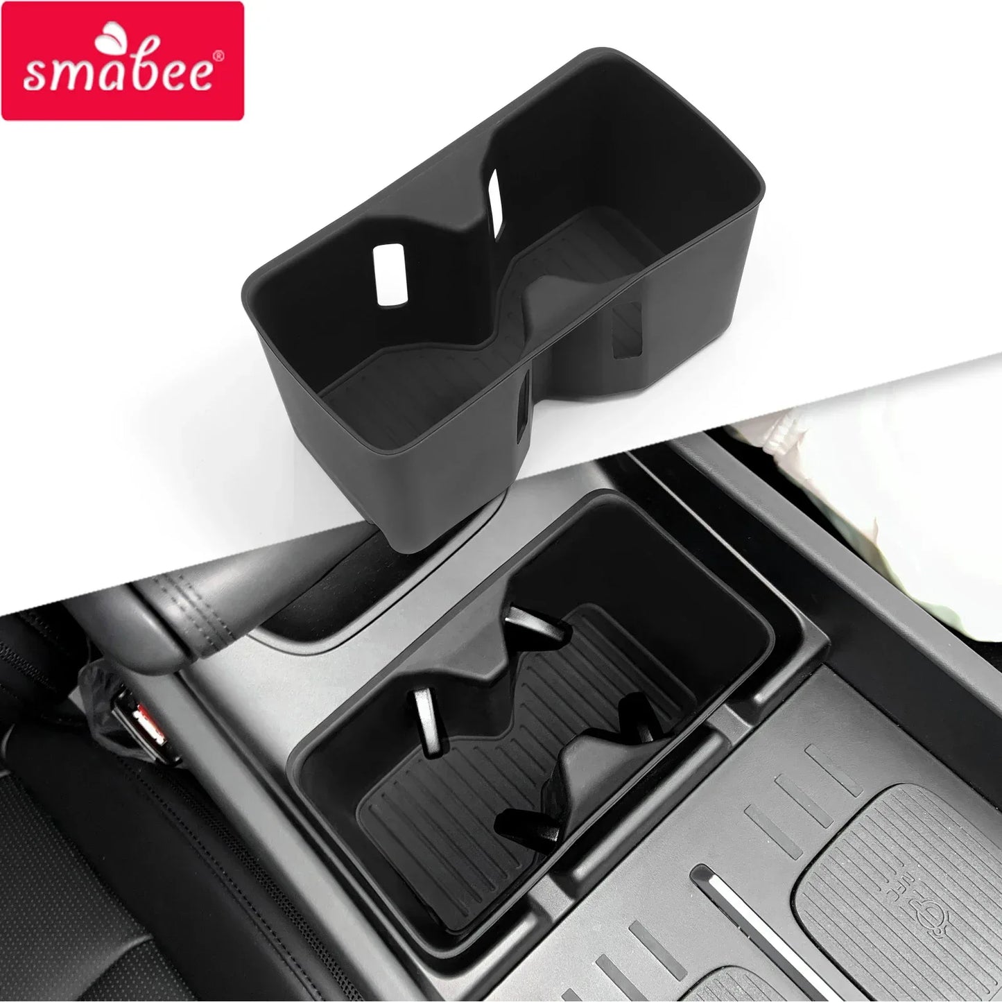 for Hyundai Santa Fe 2024 2025 Water Cup Holder Car Accessories Silicone Shock-Absorbing Drinks Holder Storage Box Tidying Tray