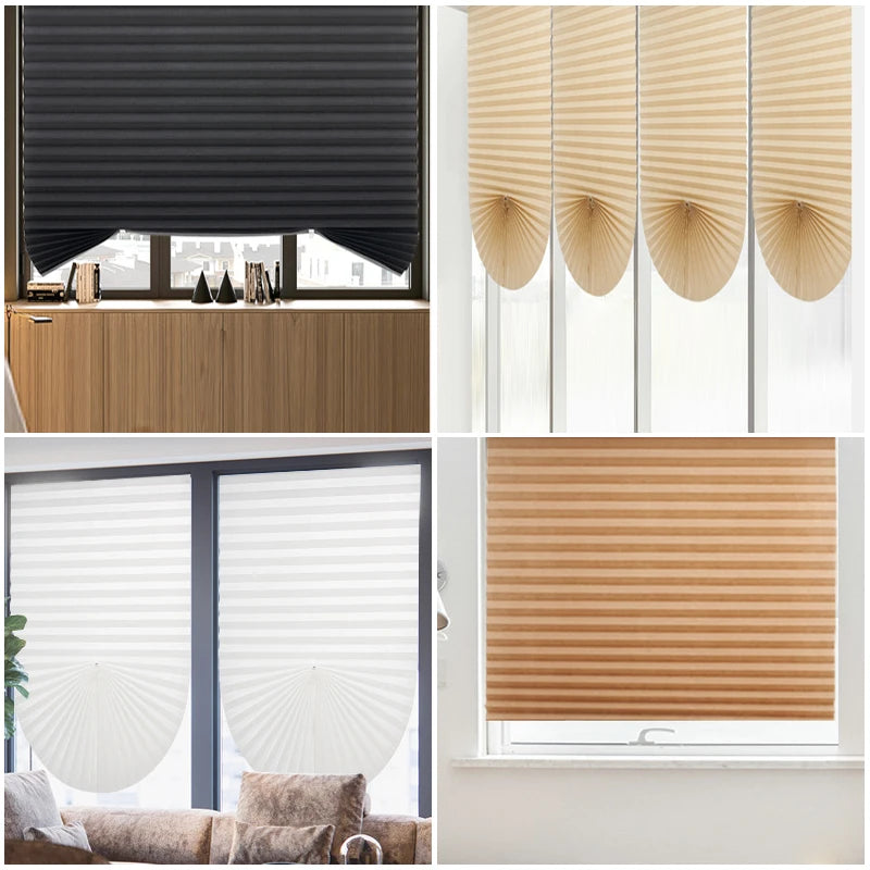 1 PC Easy Installation Window Shades Non-woven Fabric Pleated Zebra Blinds Roller Room Blackout Curtain For Living Room Balcony