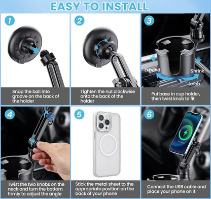 Car phone holder, multifunctional car cup holder suction, mobile phone navigation holder, magnetic wireless charger
