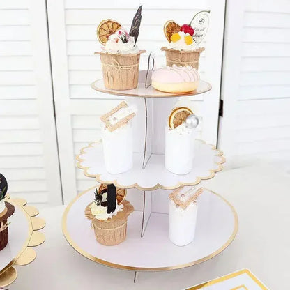 Cake Rack Stand 3 Layer Afternoon Tea Wedding Banquet Plates Party Utensils Birthday Party Christmas Party Cake Tools Display De