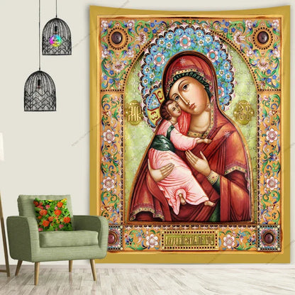 Icon of Christ Tapestry Jesus Easter Wall Decor God Home Decoration  Blessed Virgin Mary Wall Tapestries Christmas Room Decor