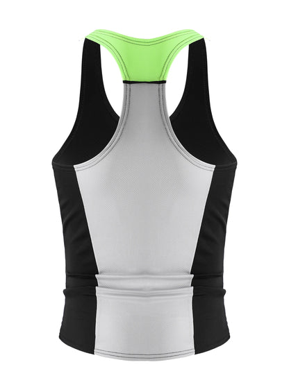 Sports vest, men's fitness quick drying vest, muscle iron, American style stretch splicing, running narrow shoulder racerback ve