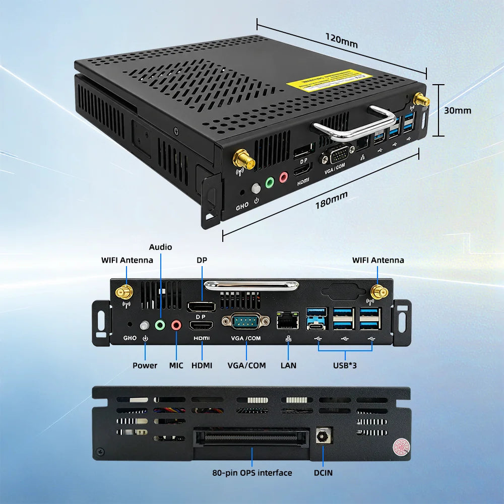 TexHoo OPS Mini PC Computer Intel Core I5 12450H Processor Windows 11 Pro For Conference Teach Screen Built-in Host Module WiFi