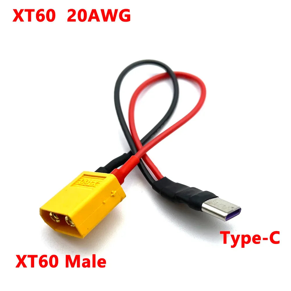 XT60 Male Plug To Type-C With 12cm 20awg Silicone Wire Connector Power Adapter Cable for ISDT PD60 RC Quadcopter