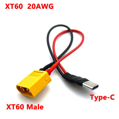 XT60 Male Plug To Type-C With 12cm 20awg Silicone Wire Connector Power Adapter Cable for ISDT PD60 RC Quadcopter