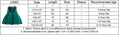 Green Christmas Princess Dress For Girl Children Costume Elegant Kids Wedding Birthday Prom Gown Bow Girls Party Dresses 3 10Y