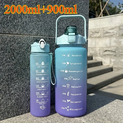 3PCS Sports Water Bottle with Time Marker Leak-proof Cup Motivational Portable Water Bottle for Outdoor Sport Fitness BPA Free