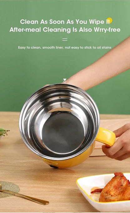 1.8L Non-stick Electric Hot Pot - Multifunctional Easy Clean Kitchen Appliance for Safe Cooking for 1-2 People Dorm Students