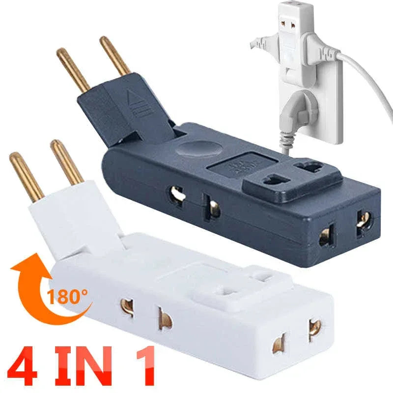 EU Plug Outlet Swivel Electrical Socket Wall Adapter 180° Rotatable 4 In 1 Plugs Electrical Plug Adaptors for Home Office Travel