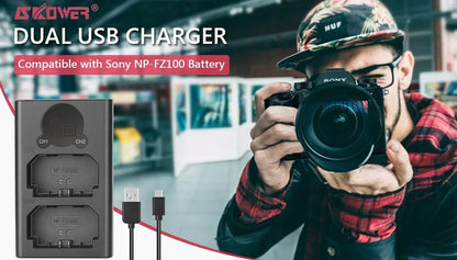 Dual Camera Battery Charger for Sony NP-FW50 FZ100 BX1 Canon LP-E6 E8 E17 NB-13L fuji NP-W235 W126 Nikon EN-El15 EL25 Panasonic