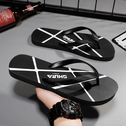 Men's Summer Flip Flop Fashionable Outdoor Slippers Casual Vacation Beach Shoes Indoor Bathroom Non-slip Flip-flops Sandals