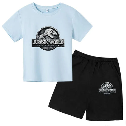 Summer Short Sleeve T Shirt +shorts 2 Piece Set Children Clothes Luxury Brand Print Sport Casual Fashion Boy Girl Kid Tracksuit