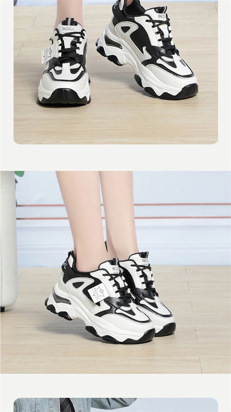 Spring Height Increasing Round toe Versatile Women Platform Causal Shoes Fashion Breathable Sport Designer Sneaker