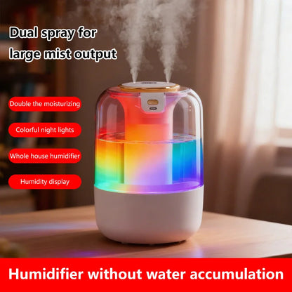 Humidifier USB Double Spray Quiet 2L Large Capacity Humidifier Home Dormitory Office Bedroom Desktop with Night Light