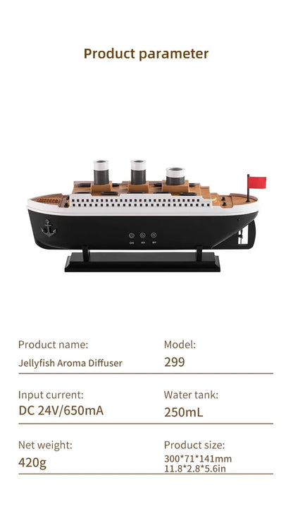 Titanic Ship Model Air Humidifier Home 250ml Remote Control Essential Oil Jellyfish Smoke Ring Spray Aroma Diffuser Humidifiers