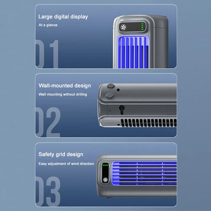 USB Plug-in Portable Tower Fan 3 Speed Desktop Fan 2000mAh Rechargeable Quiet Standing Fan 300x80x80mm Wall Mount Fan