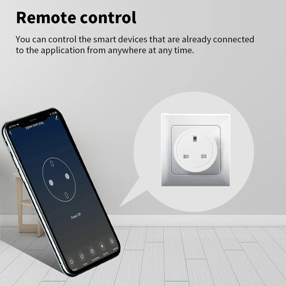 UK Zigbee Smart Plug with Energy Monitoring|Tuya Smart Life App Remote Control|Timer, Supports Alexa & Assistant|Device Sharing