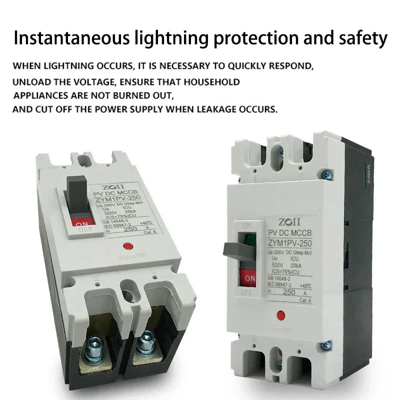 Solar Molded Case DC Circuit Breaker MCCB Overload Protection Switch Protector Solar Photovoltaic PV 150A 250A Battery Isolator