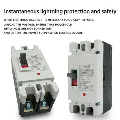 Solar Molded Case DC Circuit Breaker MCCB Overload Protection Switch Protector Solar Photovoltaic PV 150A 250A Battery Isolator