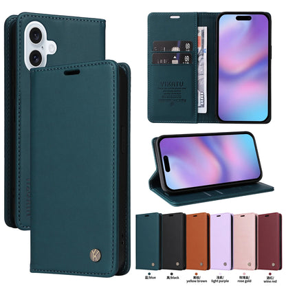 Magnetic Leather Wallet Flip Case for iPhone 17 Air 16e 16 15 14 13 12 11 Pro XS Max 8 7 Plus | Ultra Silm Design | Premium Case