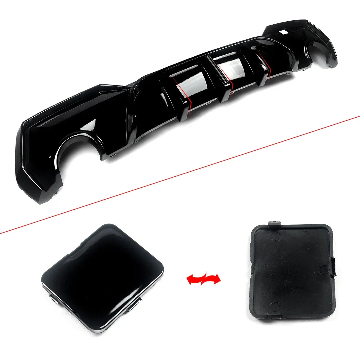 Magickit Rear Diffuser For BMW G22 G23 420i 430i 440i M Sport w/ LED 2020+ Carbon Look Rear Bumper Diffuser