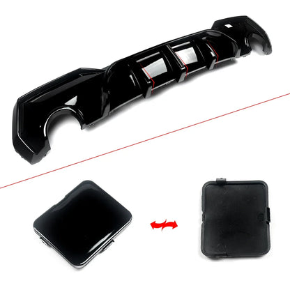 Magickit Rear Diffuser For BMW G22 G23 420i 430i 440i M Sport w/ LED 2020+ Carbon Look Rear Bumper Diffuser