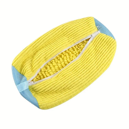 -Durable Shoe Washing Machine Bag for All ShoeTypes-Yellow with Blue Zipper,Ideal for Sneakers and Casual Shoes,Laundry Wash Bag