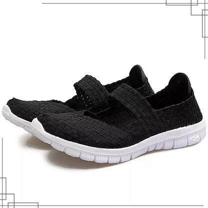 Plus Size Women Flat Shoes  Fashion Elastic Band Weave Shoes Women Comfort Flat Shoes Women Casual Loafers Zapatos De Mujer